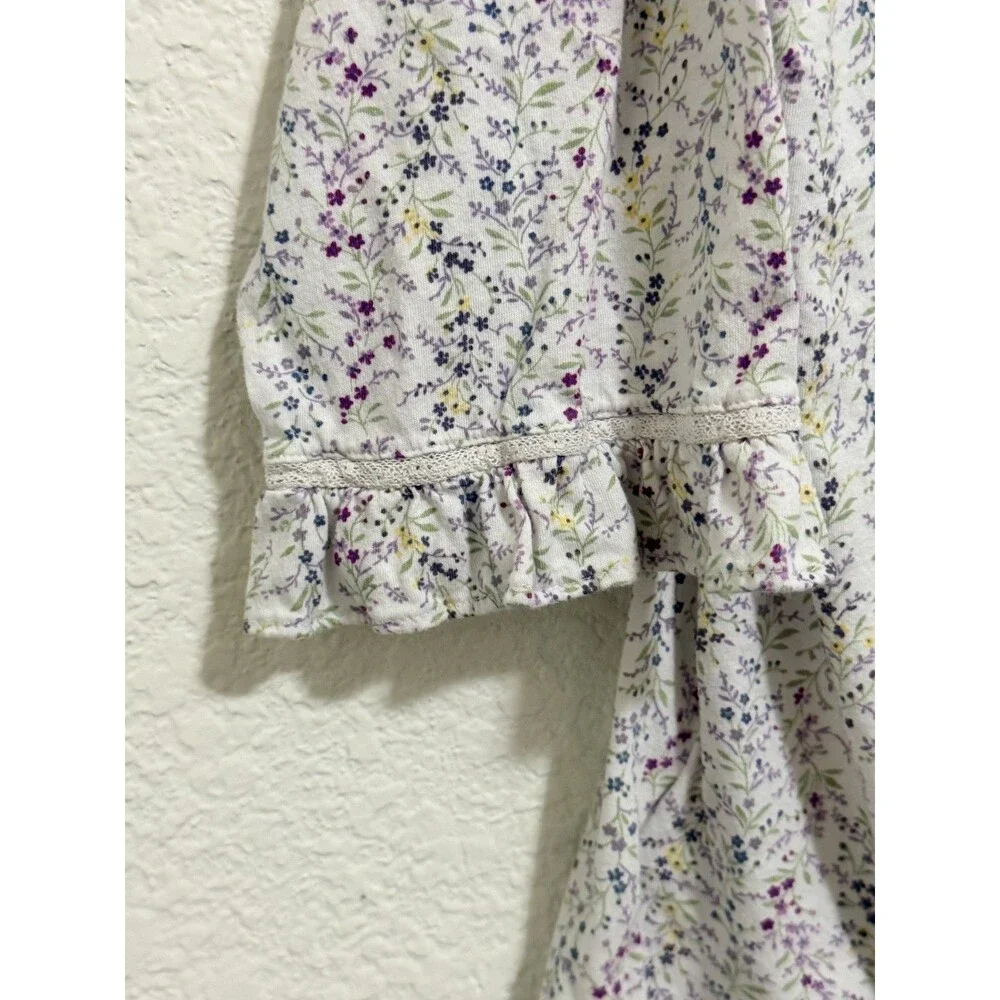 Lauren Ralph Lauren Black Label White Purple Flowers Nighgown PJ's Dress M